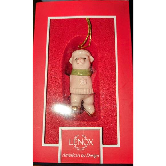 New in Box Lenox Bear on Ice Skates Collectible Ceramic Christmas Tree Ornament - Picture 1 of 6